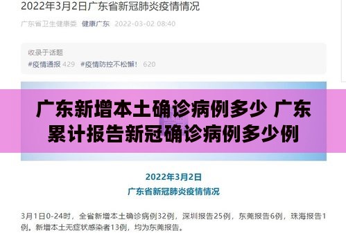 广东新增本土确诊病例多少 广东累计报告新冠确诊病例多少例