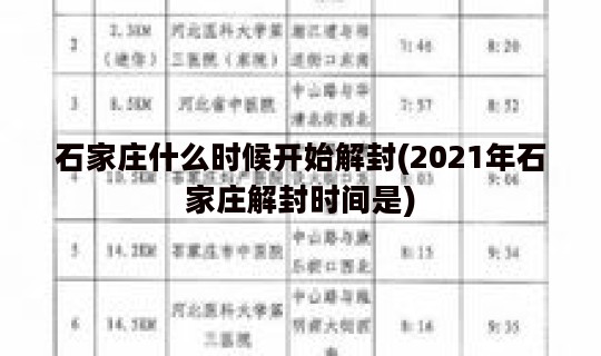 石家庄什么时候开始解封(2021年石家庄解封时间是)