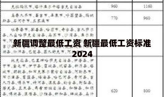 新疆调整最低工资 新疆最低工资标准2024