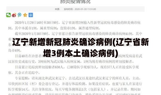 辽宁新增新冠肺炎确诊病例(辽宁省新增3例本土确诊病例)