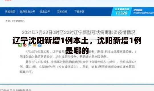 辽宁沈阳新增1例本土，沈阳新增1例是哪的