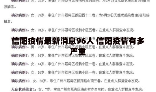 信阳疫情最新消息96人 信阳疫情有多严重