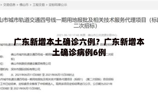 广东新增本土确诊六例？广东新增本土确诊病例6例