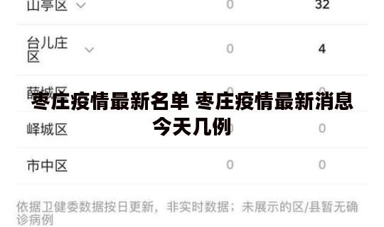 枣庄疫情最新名单 枣庄疫情最新消息今天几例