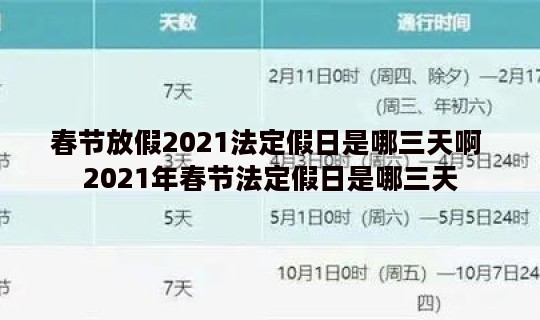 春节放假2021法定假日是哪三天啊 2021年春节法定假日是哪三天