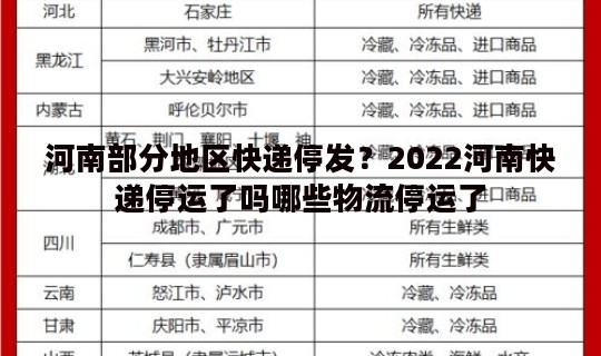 河南部分地区快递停发?2022河南快递停运了吗哪些物流停运了 河南部分地区快递停发?2022河南快递停运了吗哪些物流停运了