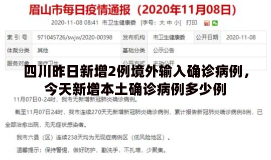 四川昨日新增2例境外输入确诊病例，今天新增本土确诊病例多少例