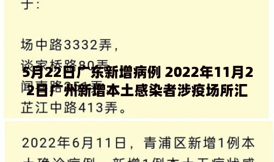 5月22日广东新增病例 2022年11月22日广州新增本土感染者涉疫场所汇总