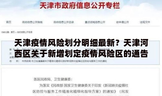 天津疫情风险划分明细最新？天津河西区关于新增划定疫情风险区的通告