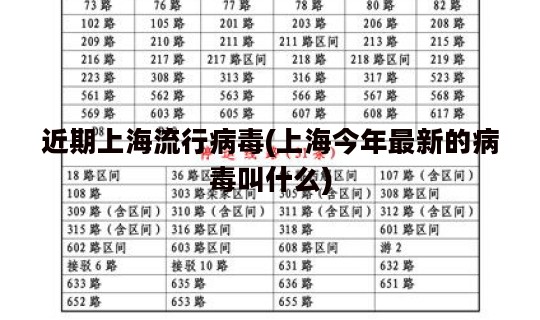 近期上海流行病毒(上海今年最新的病毒叫什么)
