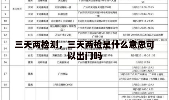 三天两检测，三天两检是什么意思可以出门吗