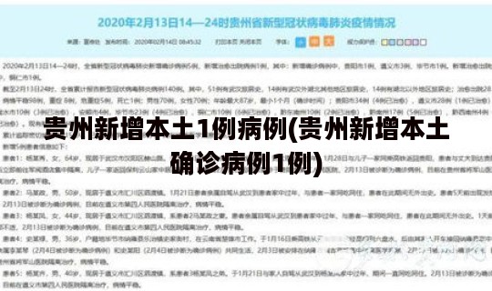 贵州新增本土1例病例(贵州新增本土确诊病例1例)