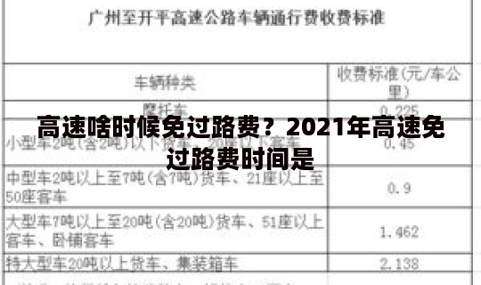 高速啥时候免过路费？2021年高速免过路费时间是