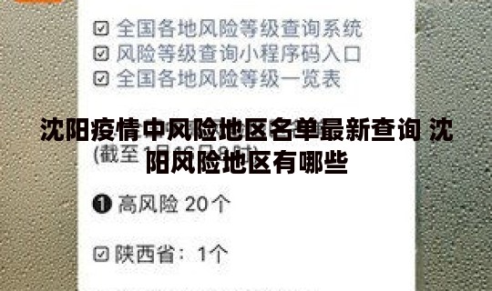 沈阳疫情中风险地区名单最新查询 沈阳风险地区有哪些