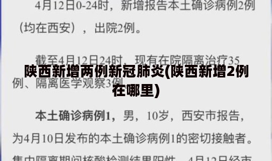 陕西新增两例新冠肺炎(陕西新增2例在哪里)