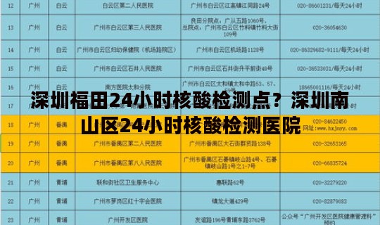 深圳福田24小时核酸检测点?深圳南山区24小时核酸检测医院 深圳福田24小时核酸检测点?深圳南山区24小时核酸检测医院
