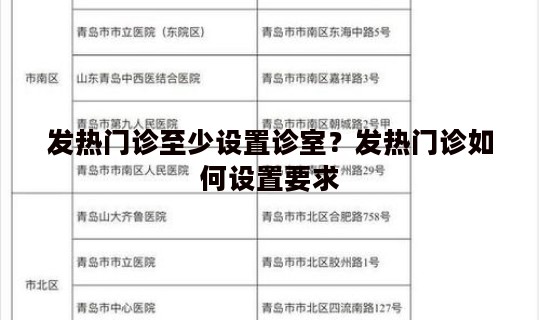 发热门诊至少设置诊室？发热门诊如何设置要求