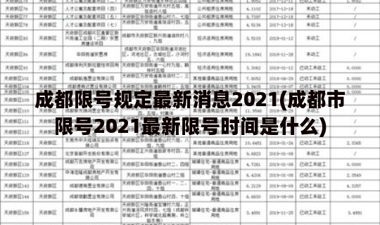 成都限号规定最新消息2021(成都市限号2021最新限号时间是什么)