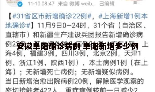 安徽阜阳确诊病例 阜阳新增多少例
