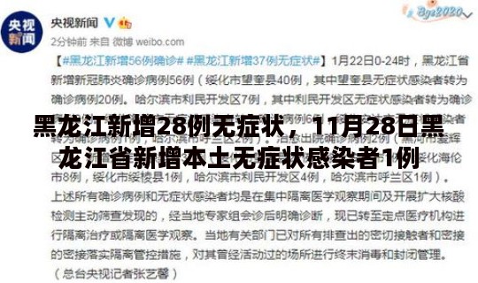 黑龙江新增28例无症状，11月28日黑龙江省新增本土无症状感染者1例