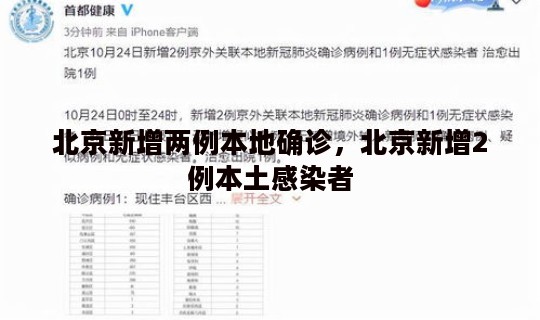 北京新增两例本地确诊，北京新增2例本土感染者