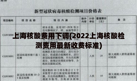 上海核酸费用下调(2022上海核酸检测费用最新收费标准)