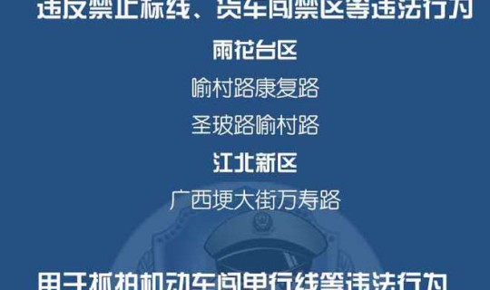 南京电子警察抓拍路段，南京电子警察一览表