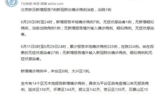 北京昨日新增7例(北京昨日新增确诊病例) 北京昨日新增7例(北京昨日新增确诊病例)