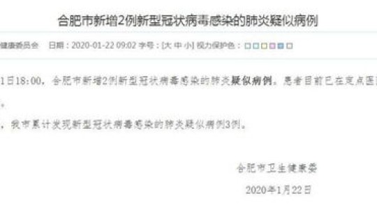 合肥新增2例疑似病例在哪 合肥病例最新情况