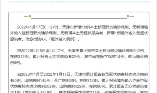 天津新冠状肺炎多少例 天津目前有新冠病例吗