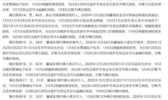石家庄今日新增本土病例行动轨迹(石家庄本轮疫情的感染源来自哪儿)