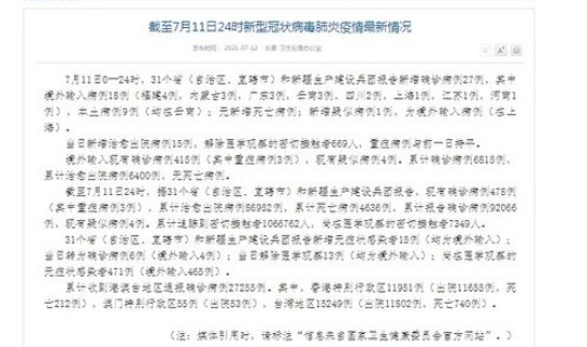 31个省疫情最新消息27号公告？全国31个省市最新疫情情况