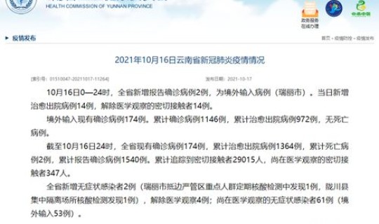 云南新增3例本土无症状 云南新增感染者情况