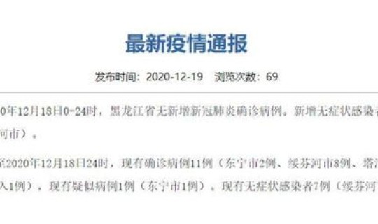 黑龙江最新新增疫情通报，黑龙江新闻