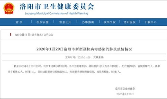 河南洛阳疑似病例？洛阳出现病例了么