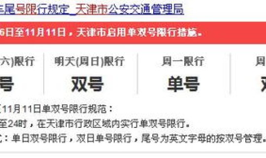 天津市今日限号尾数 今天天津市限号是多少
