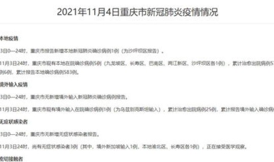 重庆市新增本土病例，重庆市疾病预防控制中心官网