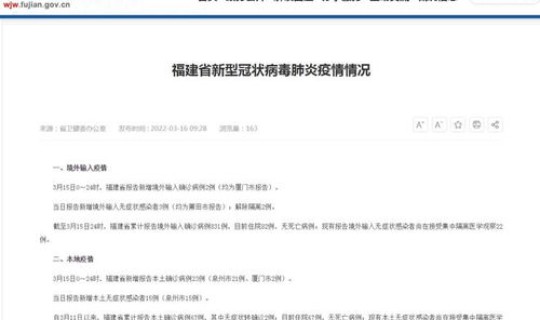 福建新增8例确诊病例累计18例 福建新增本土确诊50例