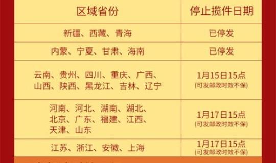2020快递停运时间一览表(快递过年停运几天)