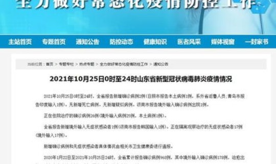 山东新增本土确诊病例1例是哪里的，山东新增20例本土确诊