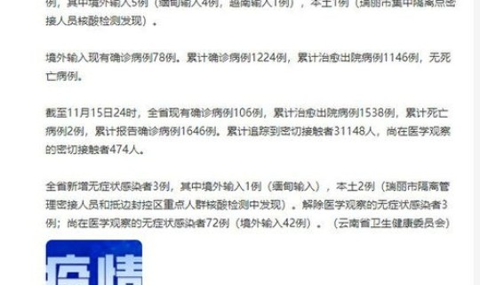 云南新增15例确诊在哪个地方(今天云南新增确诊病例)