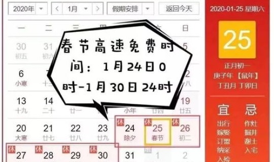 2025年高速公路免费日期表 今年春节高速免费从几号到几号