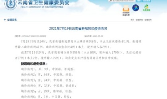本土新增确诊病例云南最新消息 云南新增8本土确诊