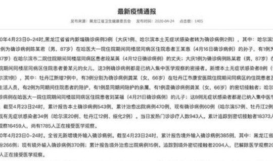 黑龙江新增境外输入确诊病例4例 黑龙江新增输入40例