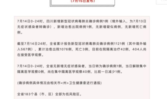 四川新增本土确诊病例1例是哪里的(四川确诊病例最新情况)
