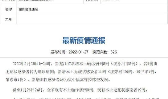黑龙江新增1例确诊在哪里？黑龙江新增本土确诊26例