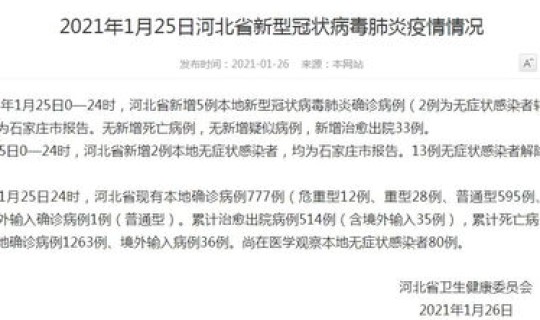 石家庄疫情最新消息今天新增几例 石家庄最新疫情结果