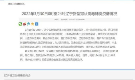 辽宁新增3例新型肺炎确诊病例，辽宁新增本土确诊详情