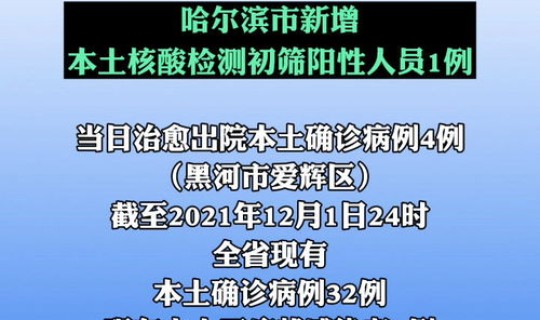 哈尔滨新增核酸初筛阳性3例行程 核酸阳性