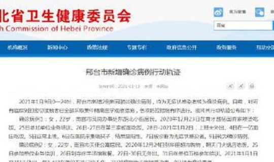 邢台新增2例活动轨迹，邢台疫情最新消息今天新增